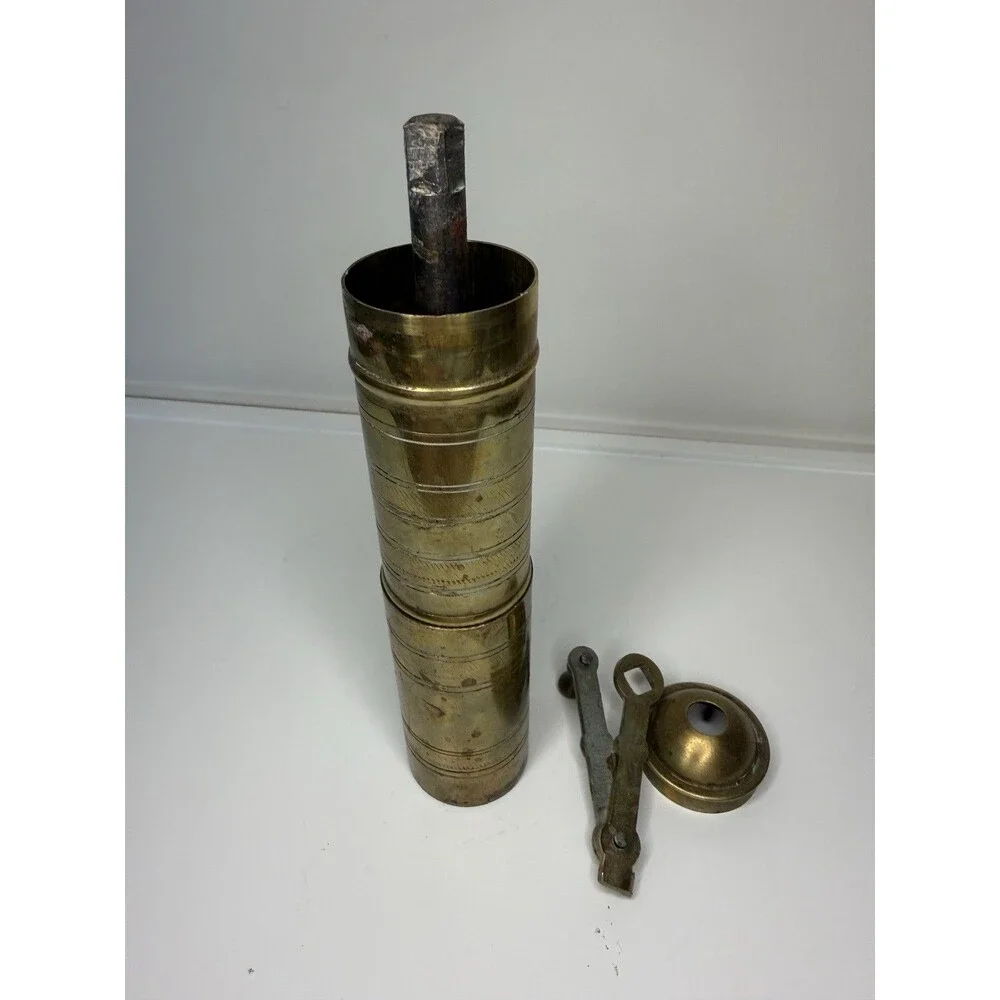Vintage Brass Turkish Coffee Grinder Hand Crank Mill Spice Pepper Grinder